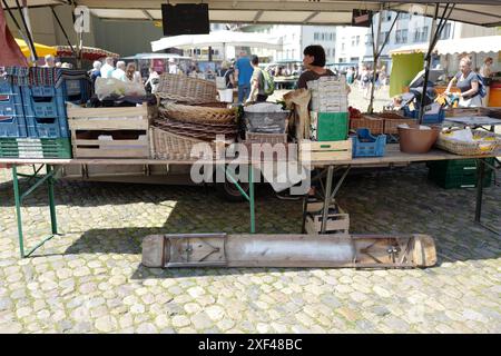 Marché fermier dans la ville de Fribourg en Allemagne Banque D'Images