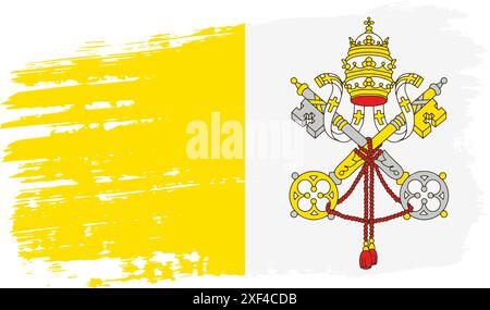 Drapeau du Vatican, large coup de pinceau sur fond transparent, vecteur. Illustration de Vecteur