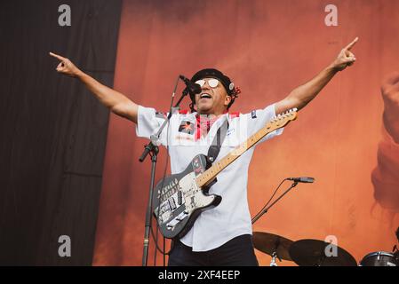 Le guitariste américain ton Morello joue au festival de Copenhague en 2024. Crédit : Andrea Pinna Banque D'Images