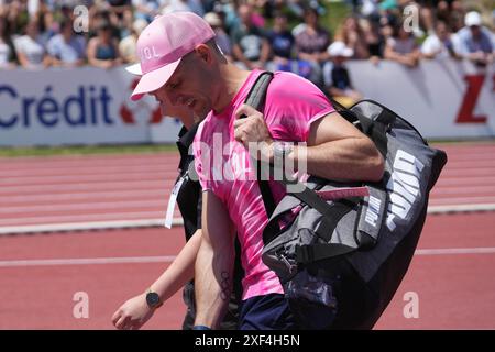 Angers, France. 01 juillet 2024. LAVILLENIE Renaud envol FINALE PERCHE HOMMES lors des Championnats de France d'athlétisme 2024 le 30 juin 2024 au stade du Lac de Maine à Angers. Photo de Laurent Lairys/ABACAPRESS. COM Credit : Abaca Press/Alamy Live News Banque D'Images