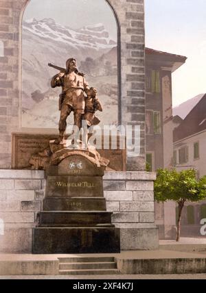 Altdorf, Wilhelm Tells Denkmal, Vierwaldstaettersee, Schweiz / , William Tell's Memorial, Lake Lucerne, Switzerland, Historisch, digital restaurierte Reproduktion von einer Vorlage aus dem 19. Jahrhundert, date du dossier non précisée Banque D'Images