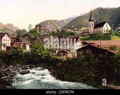 Burglen, raconte Geburtsort, Vierwaldstaettersee, Schweiz / , le lieu de naissance de Tell, lac de Lucerne, Suisse , Historisch, digital restaurierte Reproduktion von einer Vorlage aus dem 19. Jahrhundert, date du dossier non précisée Banque D'Images