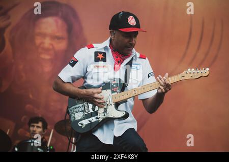 Le guitariste américain ton Morello joue au festival de Copenhague en 2024. Crédit : Andrea Pinna Banque D'Images