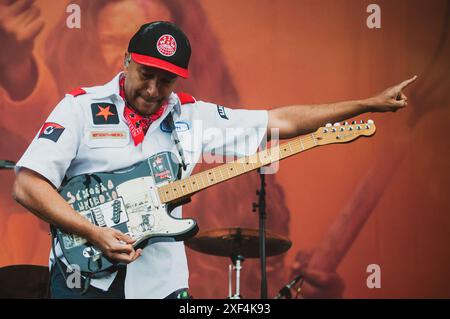 Le guitariste américain ton Morello joue au festival de Copenhague en 2024. Crédit : Andrea Pinna Banque D'Images