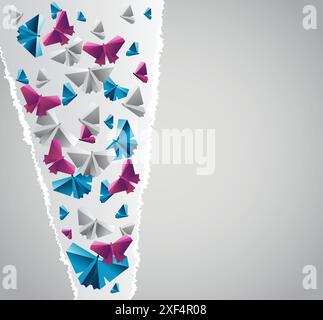 Arrière-plan origami. Le papier est transformé en papillons. Illustration de Vecteur