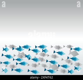 Arrière-plan origami. Le papier est transformé en poissons. Illustration de Vecteur