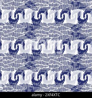 Fond de modèle sans couture de vecteur abstrait à effet de point bleu Indigo. Motif masculin moderne pour un motif imprimé à la main tendance. Illustration de Vecteur