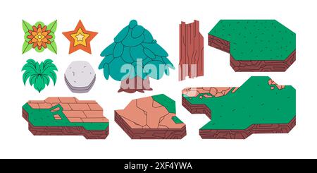 terre terre arbre bois étoile et fleur nature plante environnement organique Illustration de Vecteur