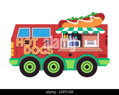 transport de véhicule de nourriture rapide de hot dog de camion de nourriture rouge pour le magasin vendre délicieux repas vente d'entreprise Illustration de Vecteur