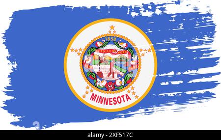 Drapeau américain du Minnesota, large coup de pinceau sur fond transparent, vecteur. Illustration de Vecteur