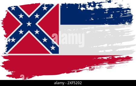 Drapeau américain du Mississippi, large coup de pinceau sur fond transparent, vecteur. Illustration de Vecteur