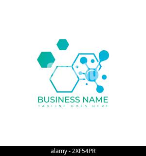 Image vectorielle de logo de laboratoire de symbole de bio-technologie d'hexagone créative. Logo hexagonal de la science génétique, HÉLICE ADN. Analyse génétique, recherche de code biotechnologique ADN. Illustration de Vecteur
