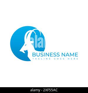 Espace négatif tête de chèvre conception de logo sur forme circulaire. Conception de logo de chèvre dans l'image de vecteur d'espace négatif Illustration de Vecteur