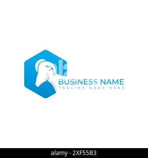 Conception de logo de tête de chèvre d'espace négatif sur forme hexagonale. Conception de logo de chèvre dans l'image de vecteur d'espace négatif Illustration de Vecteur