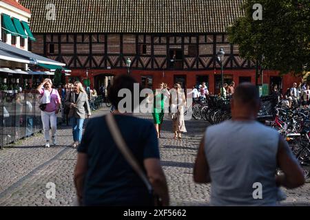 Vie quotidienne, Lilla torg (en anglais : Square) à Malmö, Suède, pendant le vendredi. Banque D'Images