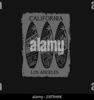 Californie Los angeles surf wave typographie Beach surf board design graphique Illustration de Vecteur