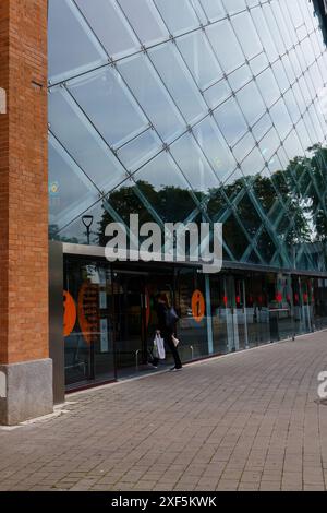 Séville, Espagne. 5 février 2024 - femme entrant au Centro Comercial Plaza de Armas Banque D'Images