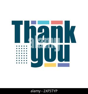 Merci logo de carte de voeux typographie en gras. Merci bannière, affiche, autocollant, modèle. Remercier quelqu'un. Lettrage audacieux coloré Merci Illustration de Vecteur