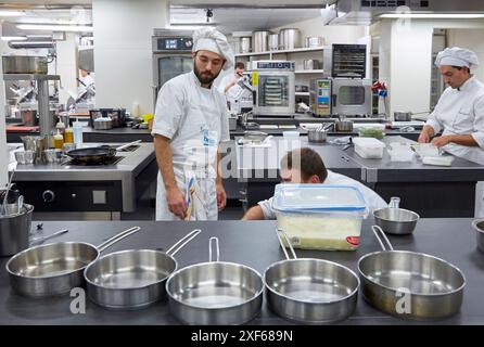 Kitchen, Martin Berasategi Restaurant, Lasarte, Gipuzkoa, Basque Country, Spain, Europe Stock Photo