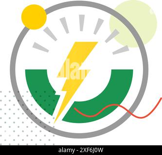 Icône de compteur d'énergie avec boulon d'éclairage - icône de stock en tant que fichier EPS 10 Illustration de Vecteur