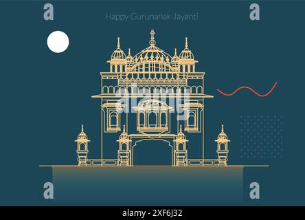 Le Temple d'Or - Amritsar - Happy Guru Nanak Jayanti - illustration en fichier EPS 10 Illustration de Vecteur