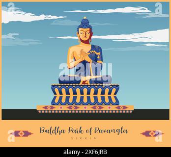 Statue de Bouddha au parc de Bouddha de Ravangla - Tathagata Tsal - Gangtok - illustration stock en tant que fichier EPS 10 Illustration de Vecteur