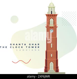 La Tour de l'horloge - Ghanta Ghar - Ludhiana - Stock illustration en tant que fichier EPS 10 Illustration de Vecteur