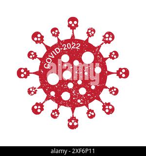 Icône de virus rouge. Texture grunge. Illustration vectorielle plate. Illustration de Vecteur