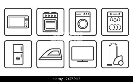 Jeu d'icônes pour appareils électroménagers. Illustration de ligne simple isolée vectorielle. Illustration de Vecteur