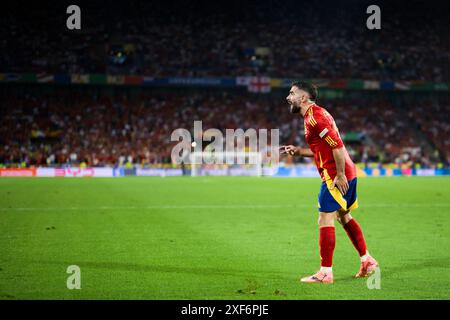 Cologne, Allemagne. 30 juin 2024. Dani Carvajal, de l'Espagne, réagit lors de la manche de l'UEFA EURO 2024 de 16 matchs de football entre l'Espagne et la Géorgie. Crédit : Nicolò Campo/Alamy Live News Banque D'Images