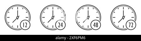 Ensemble d'icônes de temps. 12, 24, 48, 72 heures. Illustration vectorielle plate. Illustration de Vecteur