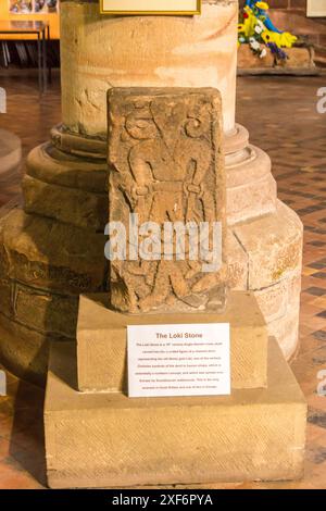 Loki Stone, Norse, 8e. Siècle EC, église paroissiale de Kirkby Stephen, Cumbria, Angleterre Banque D'Images