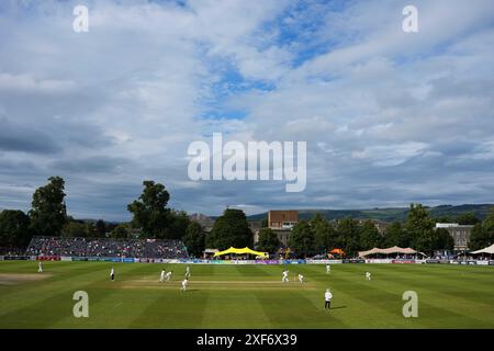 Cheltenham, Royaume-Uni, 1er juillet 2024. Vue générale lors du match de Vitality County Championship Division 2 entre Gloucestershire et Glamorgan. Crédit : Robbie Stephenson/Gloucestershire Cricket/Alamy Live News Banque D'Images