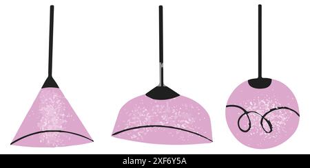 Installez les plafonniers. Régler les feux de toit. Suspension de lampe. Illustration vectorielle de lampe de toit. Illustration de Vecteur