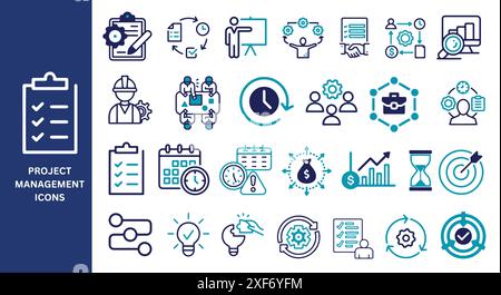 Jeu d'icônes gestion de projet. Idées, gestion du temps, planification, etc. Illustration vectorielle. Illustration de Vecteur