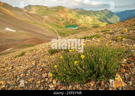 États-Unis, Colorado, San Juan Mountains. Col de Californie et paysage du lac de Côme. Banque D'Images