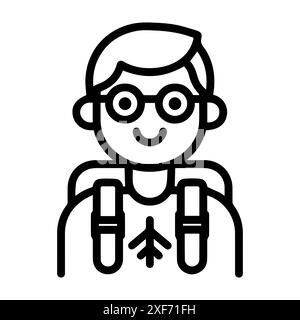 icône passager ou symbole de ligne moderne. Dessin au trait vectoriel et conception d'icône avec contour audacieux. Noir et blanc Pixel Perfect symbole minimaliste isolé wh Illustration de Vecteur
