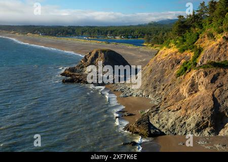 Agate Beach depuis Headland Trail, parc national de Port Orford Heads, Oregon Banque D'Images