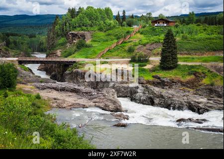 Le canyon de la rivière Buckley à Moricetown est un village Wet'suwet'en sur la rivière Bulkley entre Smithers et Terrace. Banque D'Images