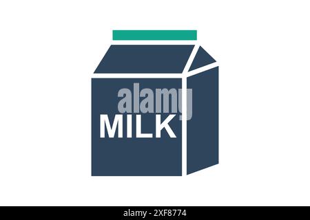 Icône de lait. carton à lait. icône liée aux nutriments, à la garde d'enfants ou à l'option saine. style d'icône unie. illustration vectorielle des éléments de nutrition Illustration de Vecteur