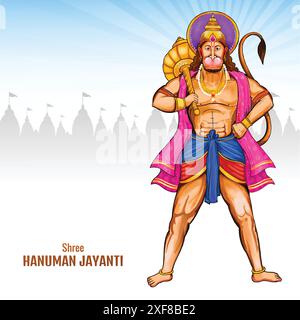 Jay shri RAM Happy hanuman jayanti fond de carte de festival Illustration de Vecteur