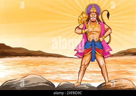 Jay shri RAM Happy hanuman jayanti fond de carte de festival Illustration de Vecteur