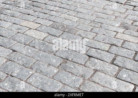 Fond de carrelage en béton, motif de dalles de pavage rectangle gris Banque D'Images