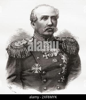 Ivan Stepanovitch Ganetsky, 1810 – 1887. Commandant de division russe impériale, pendant la guerre russo-turque (1877-1878). Extrait de Russes et Turcs : la Guerre D'Orient, publié en 1878. Banque D'Images