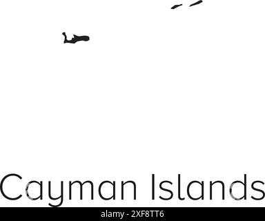 Cayman Islands Map Vector Illustration - Silhouette, Outline, Cayman Islands Travel and Tourism Map Stock Vector