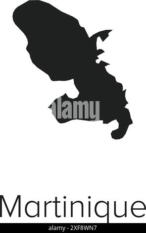 Martinique Map Vector Illustration - Silhouette, Outline, Martinique Travel and Tourism Map Stock Vector