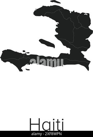 Haiti Map Vector Illustration - Silhouette, Outline, Haiti Travel and Tourism Map Stock Vector