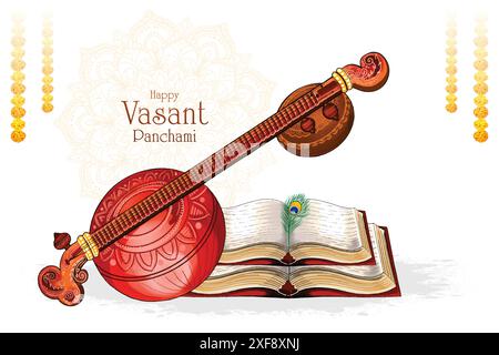 Fond de carte de célébration Happy vasant Panchami Illustration de Vecteur