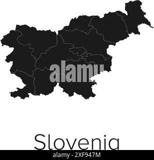 Slovenia Map Vector Illustration - Silhouette, Outline, Slovenia Travel and Tourism Map Stock Vector