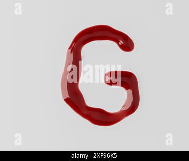 Lettres faites de sang rouge comme liquide. illustration 3d de l'alphabet rouge isolé sur fond blanc Banque D'Images